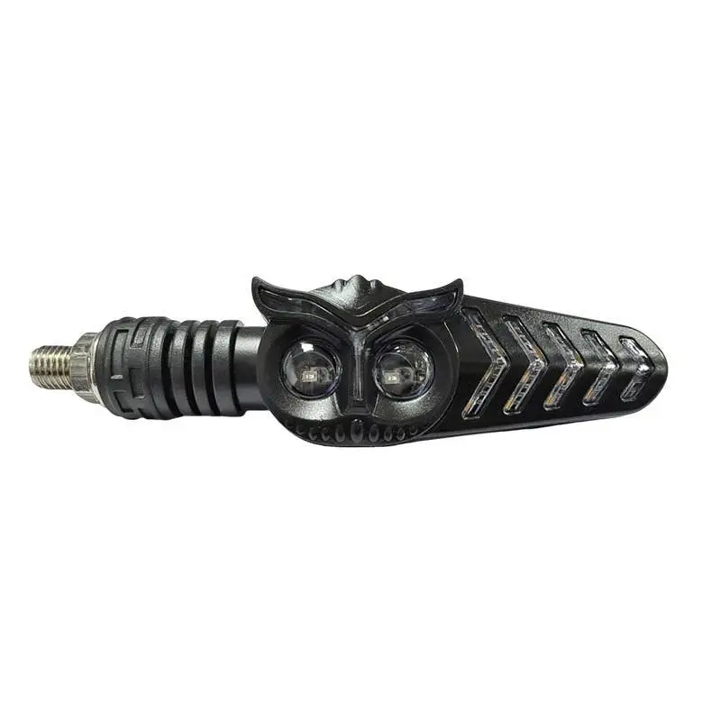2Pcs Dual Color Skeleton Arrow Amber Flashing Blinker Indicator Motorcycle Owl Shaped LED Turn Flowing Signal Light