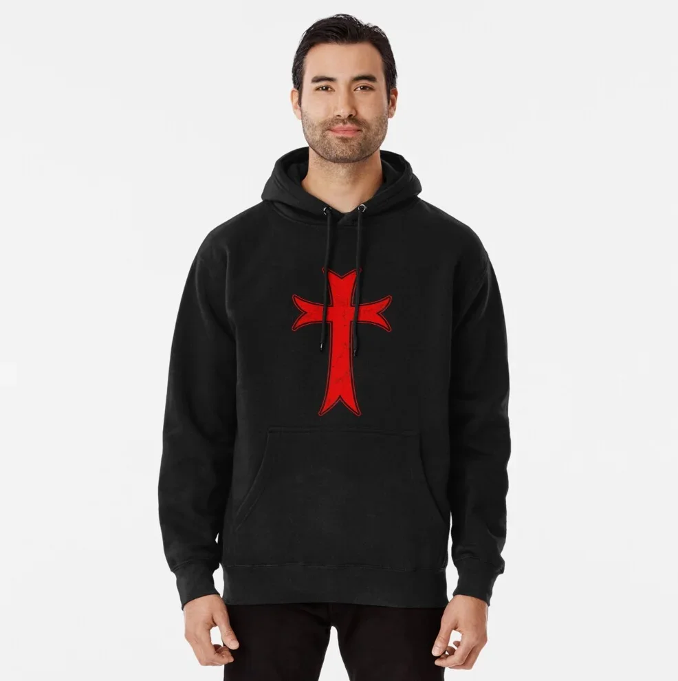 

Distressed Medieval Crusader Cross Emblem Knights Templar Pullover Hoodie 100% Cotton Casual Mens Sweatshirts Streetwear