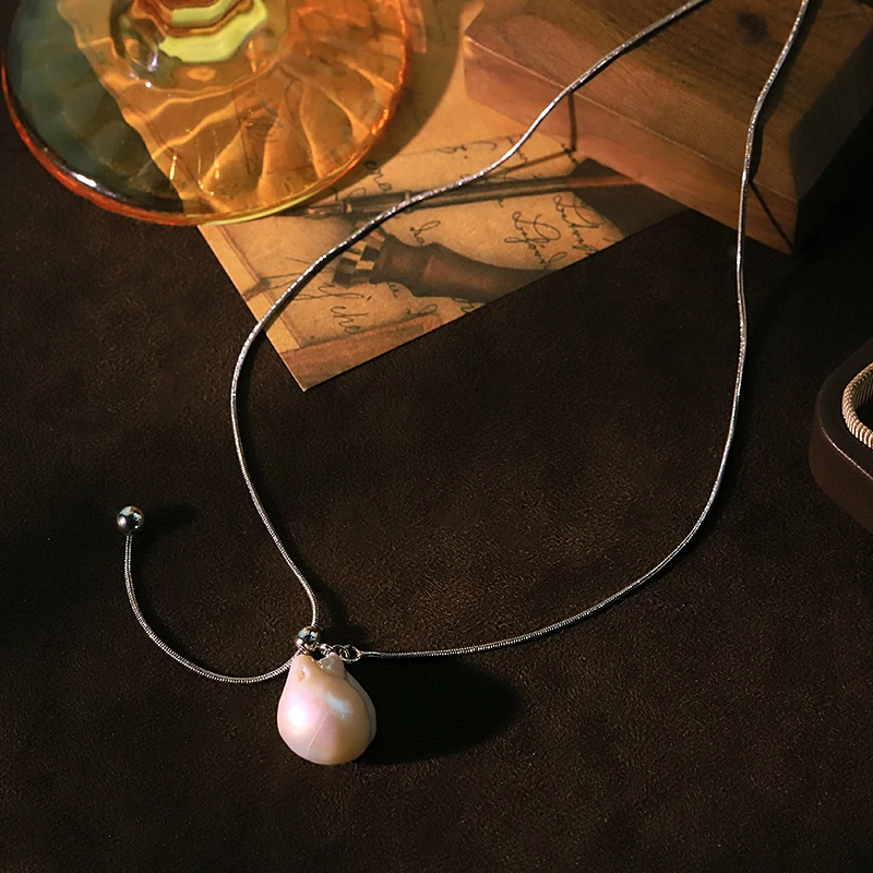 Baroque Pearl Drawstring Necklace New Adjustable Simple Design Necklace for Banquet Birthday Gift for Wife Girlfriend GN0846A