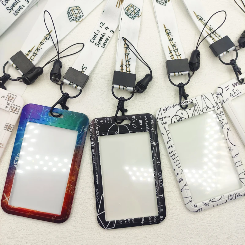 Soporte para tarjeta de identificación de juego de matemáticas, cordones, porta de ecuación, tarjeteros, correa para el cuello, llavero entusiasta del cubo de Rubik, credencial