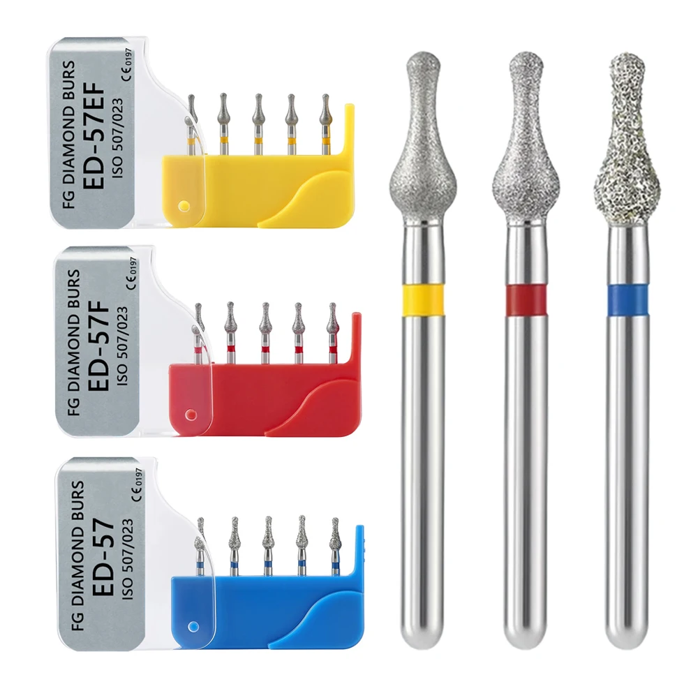 

5Pcs Dental Diamond Burs 893/507-023 Medium Fine Extra Fine for High Speed Handpiece Crown Preparation Tooth Trimming