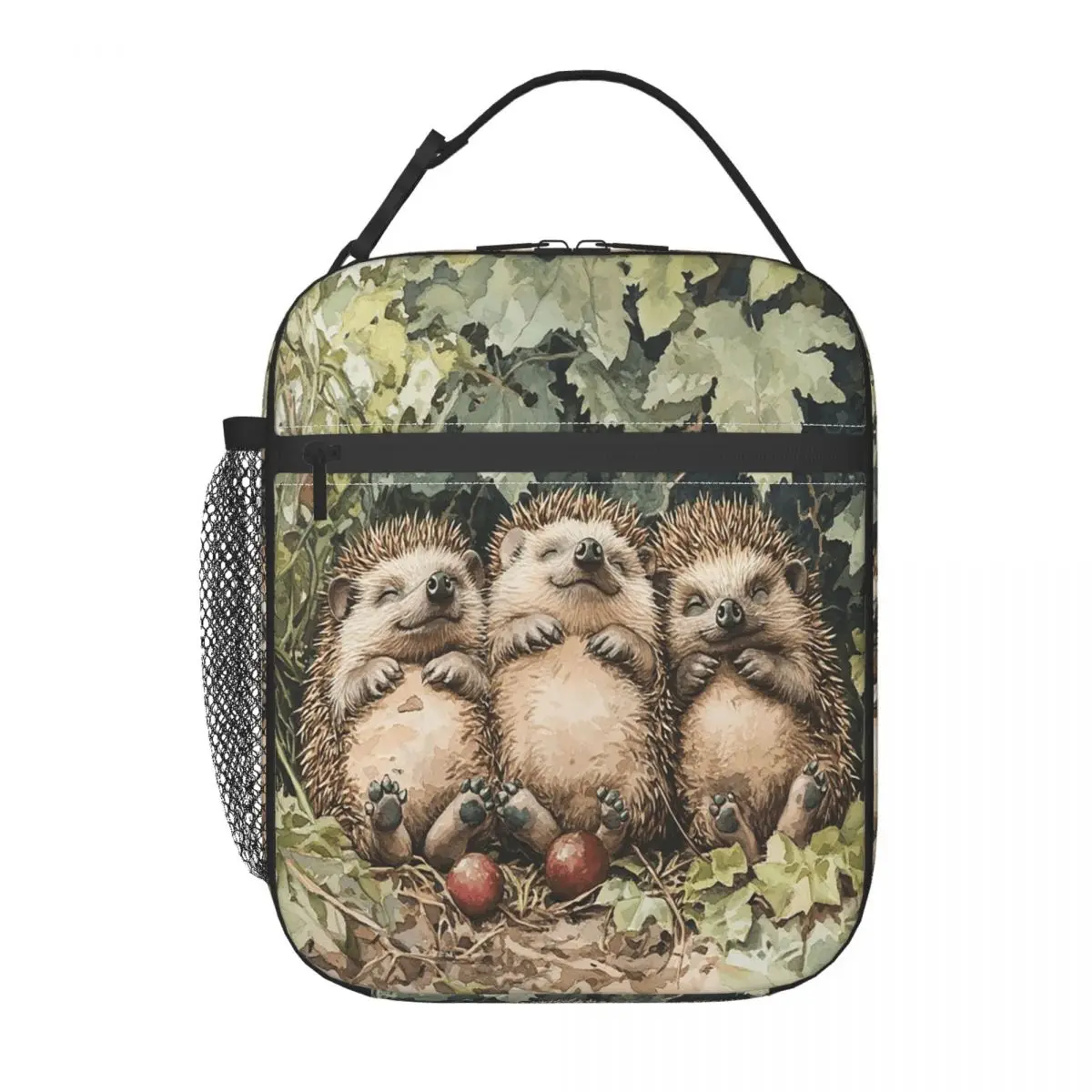 Hedgehogs Autumn Leaves Designed Insulated Lunch Bag for Women Children Portable Food Boxes Thermal Lunch Box Tote