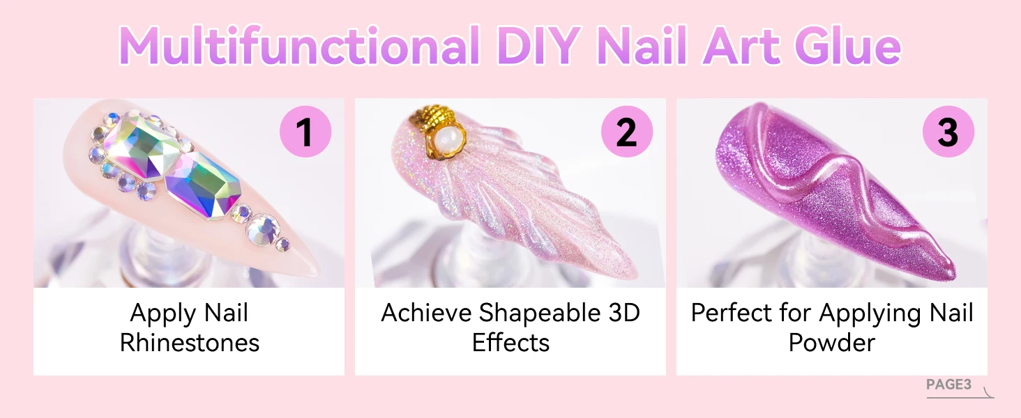 Makartt Strass-Kleber für Nägel 3D Nagelgel-Modellierung - Superstarker Klebstoff für Charms, Edelsteine, Kristalle, DIY-Maniküre & Salon – Detail 5