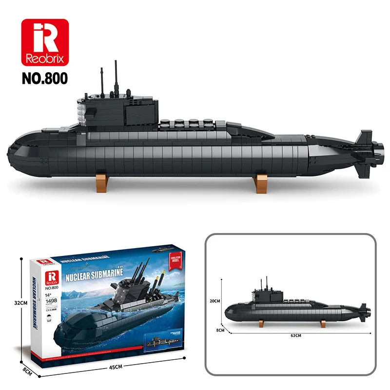 Reobrix 800 WW2 Type 094 Submarine Naval Weapon Series DIY Puzzle Toys Building Block Boy christmas Day Gift 1498PCS