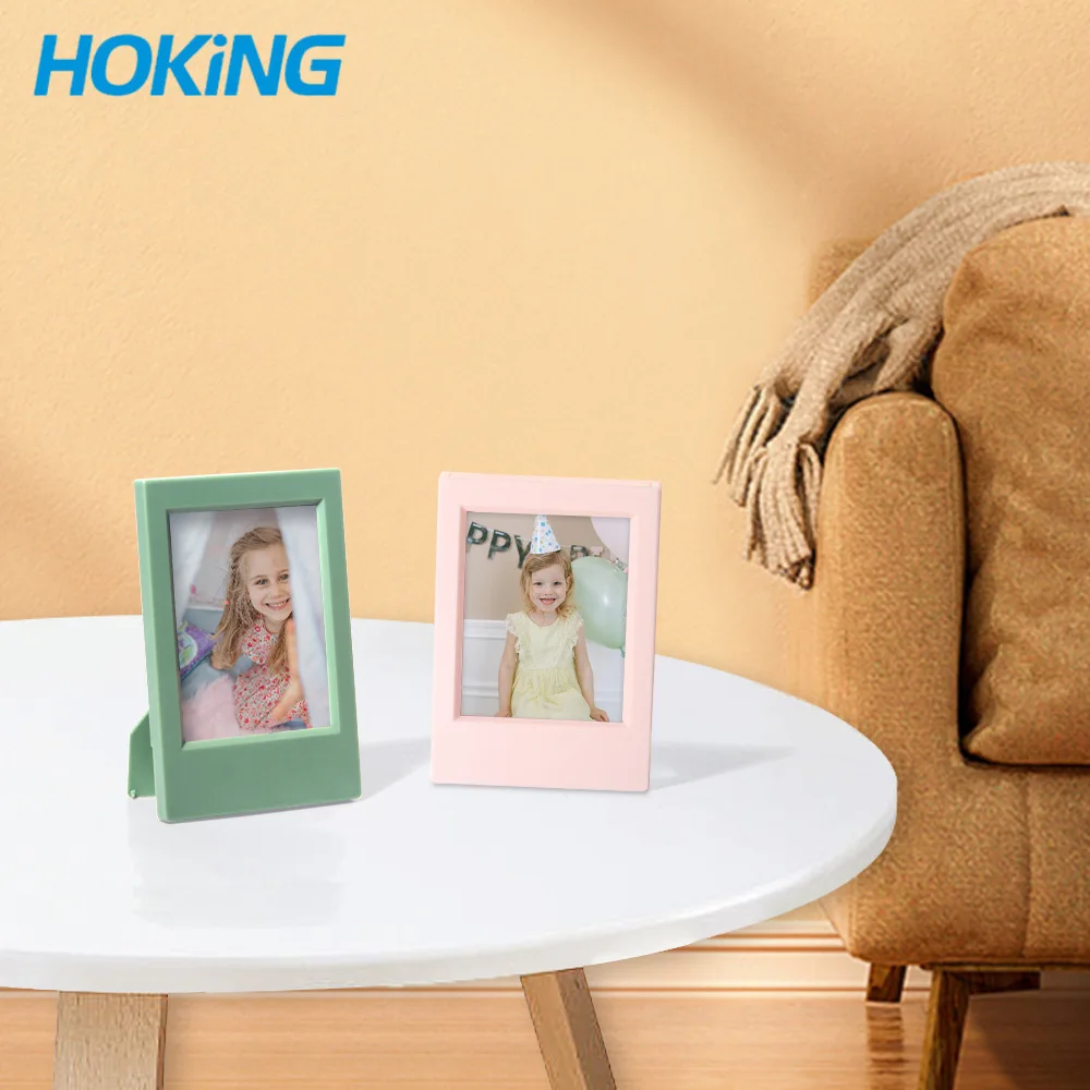 2pc Mini 3-inch Classic Vertical Polaroid Photo Frame Morandi Color Photo Stand Mini Photo Frame Stand Acrylic Colored Frame