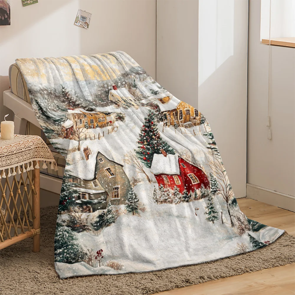 

Cozy Winter-Themed Flannel Throw Blanket - Soft, Lightweight & Durable for Sofa, Bed, Travel & More - Perfect Gift for Family