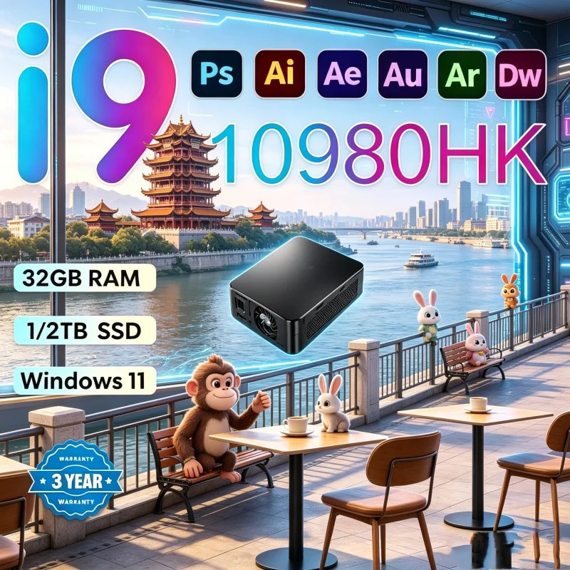 

2026 Lustrous Migratory MINI PC Equipped With Windows 11 Pro Core I9 10980HK RAM 1TB SSD WIFI 6 BT5.2 4K HD Prim Gaming Business