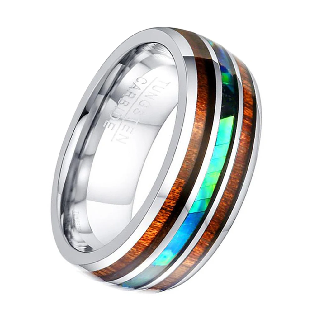 

Wood Grain Ring 8 Mm Titanium Steel Durable Stylish Finger Rings for Wedding Stylish Ring Party Valentine Gift