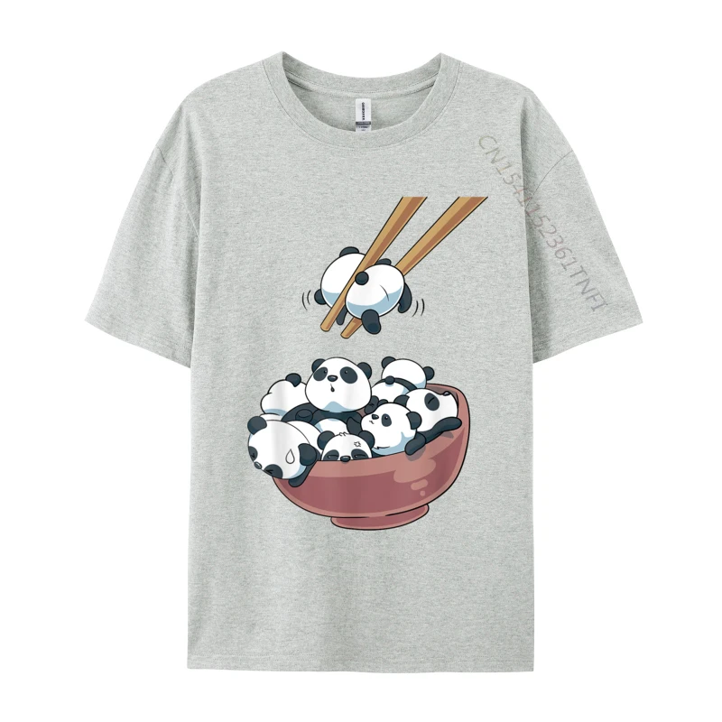 Japanese Panda Bears Ramen Noodle Bowl Party T-shirts New Design Tops Shirts Pure Cotton Men's Funny T Shirt