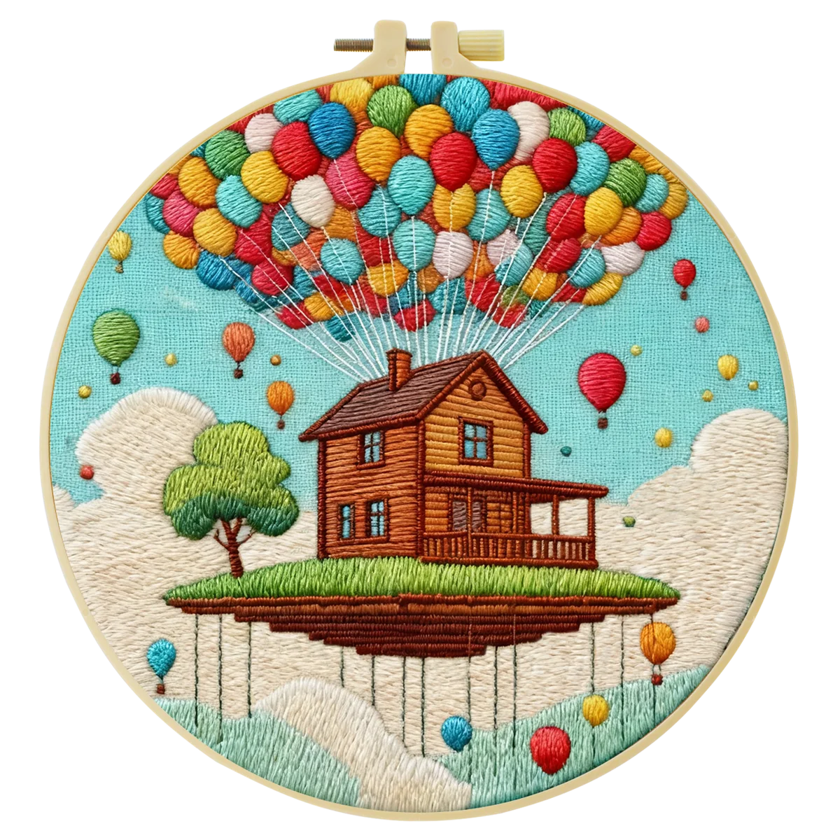 1 Stück 20X20CM/15X15CM 7,87/6,3 Zoll Ballonhaus Stickerei Starter-Kit DIY-Kit DIY-Stickerei-Set Handarbeiten Heimdekoration – Detail 4
