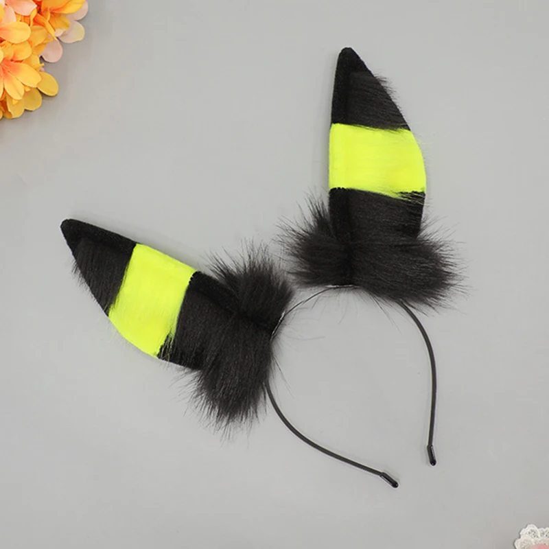 อะนิเมะ Umbreon คอสเพลย์แถบคาดศีรษะหางสัตว์ Fursuit ตุ๊กตาหู Headwear BEAST ชุดหางฮาโลวีน Carnival PARTY Dress UP Props