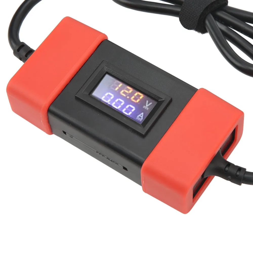 24V to 12V Truck OBD2 Adapter Voltage Display Digital Screen OBD2 Scanner Adapter Current Display Black and Red