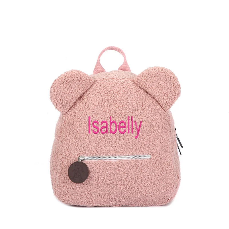 Mochila bordada personalizada para niños pequeños, bolso ligero de oso de felpa, mochila con nombre personalizado, regalo para niños, niñas y damas