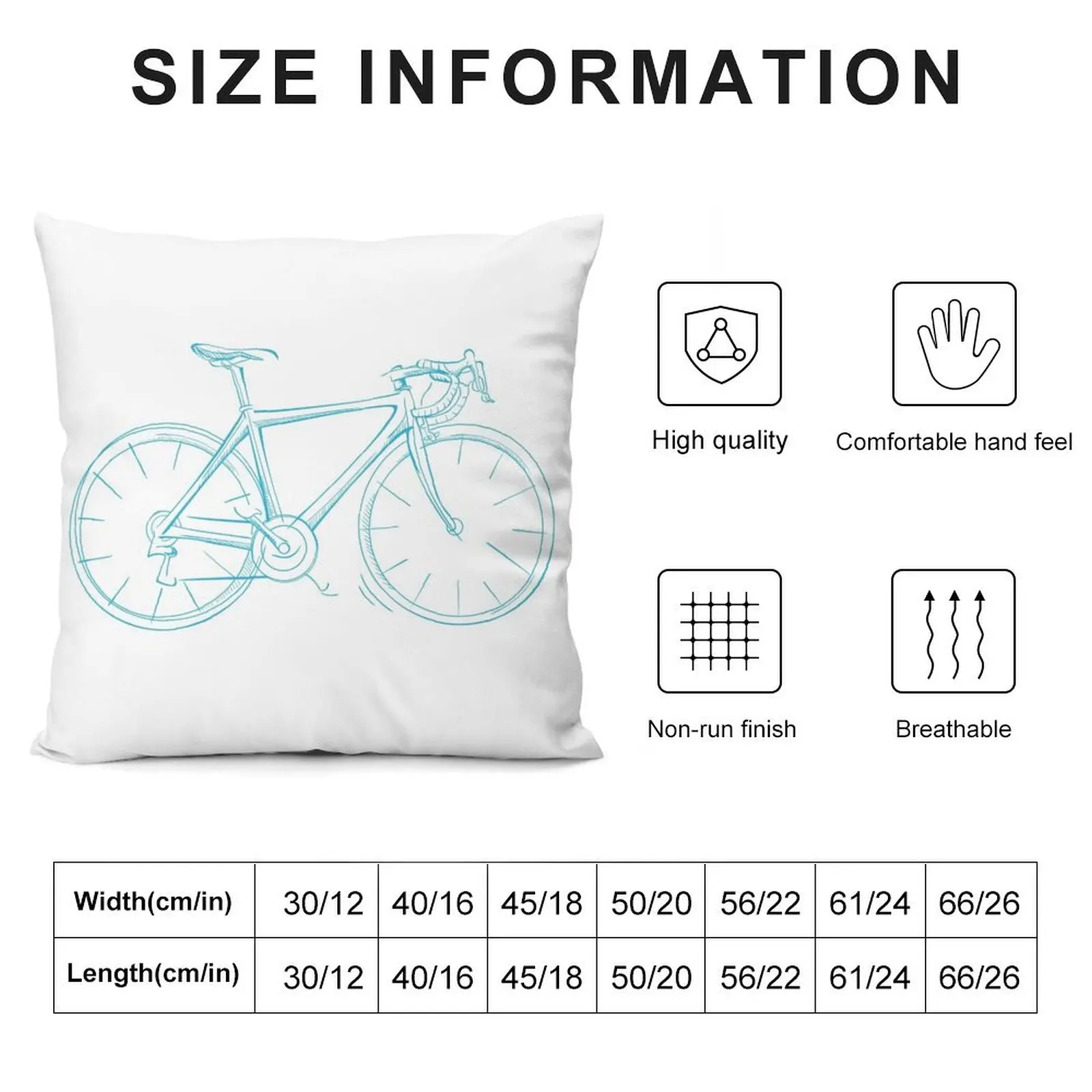 Road Bike Bicycle Cycling Drawing Throw Pillow Decorative Sofa Cushions Embroidered Cushion Cover Pillow Cover pillow