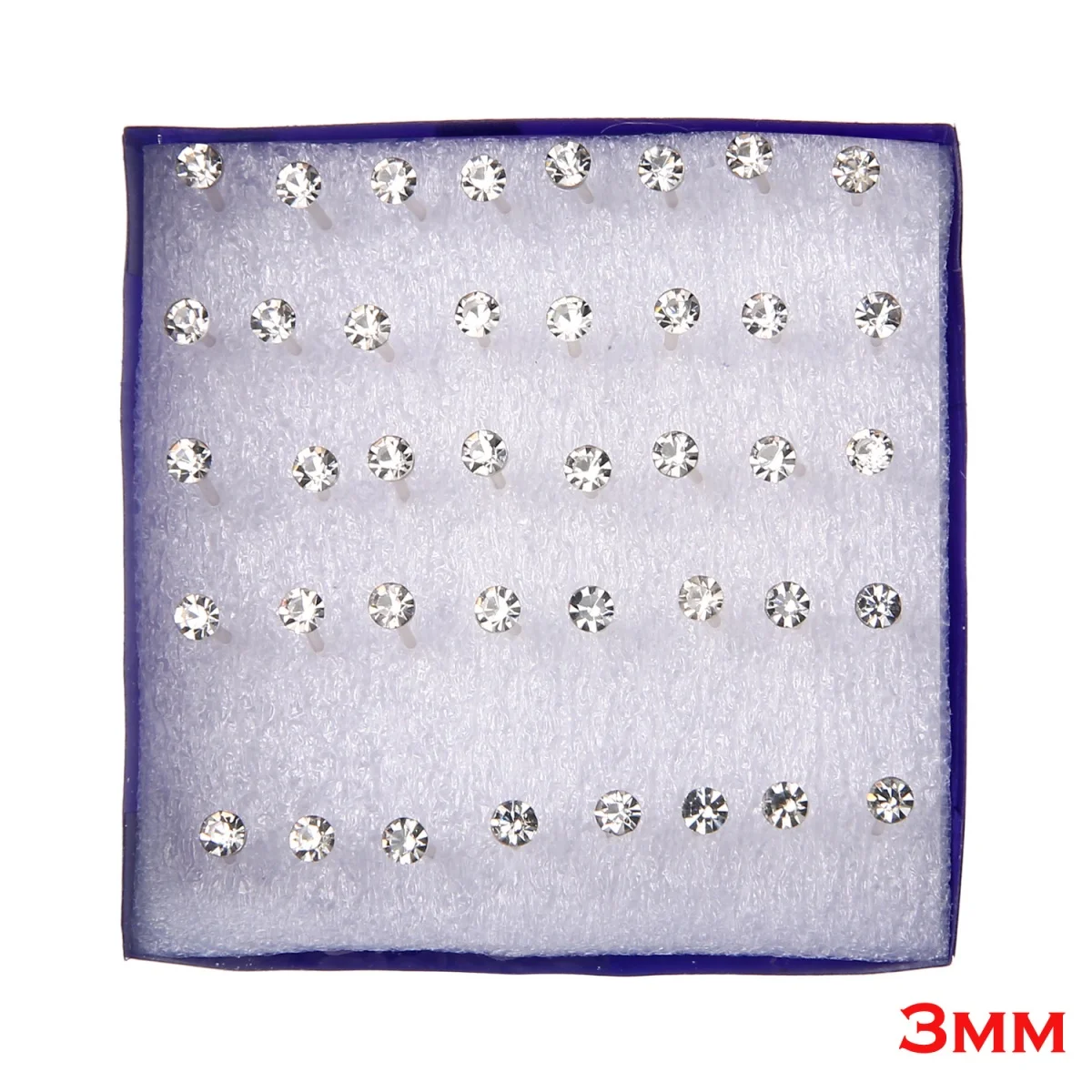 20 Pairs Multicolored Rhinestone Stud Earrings Set
