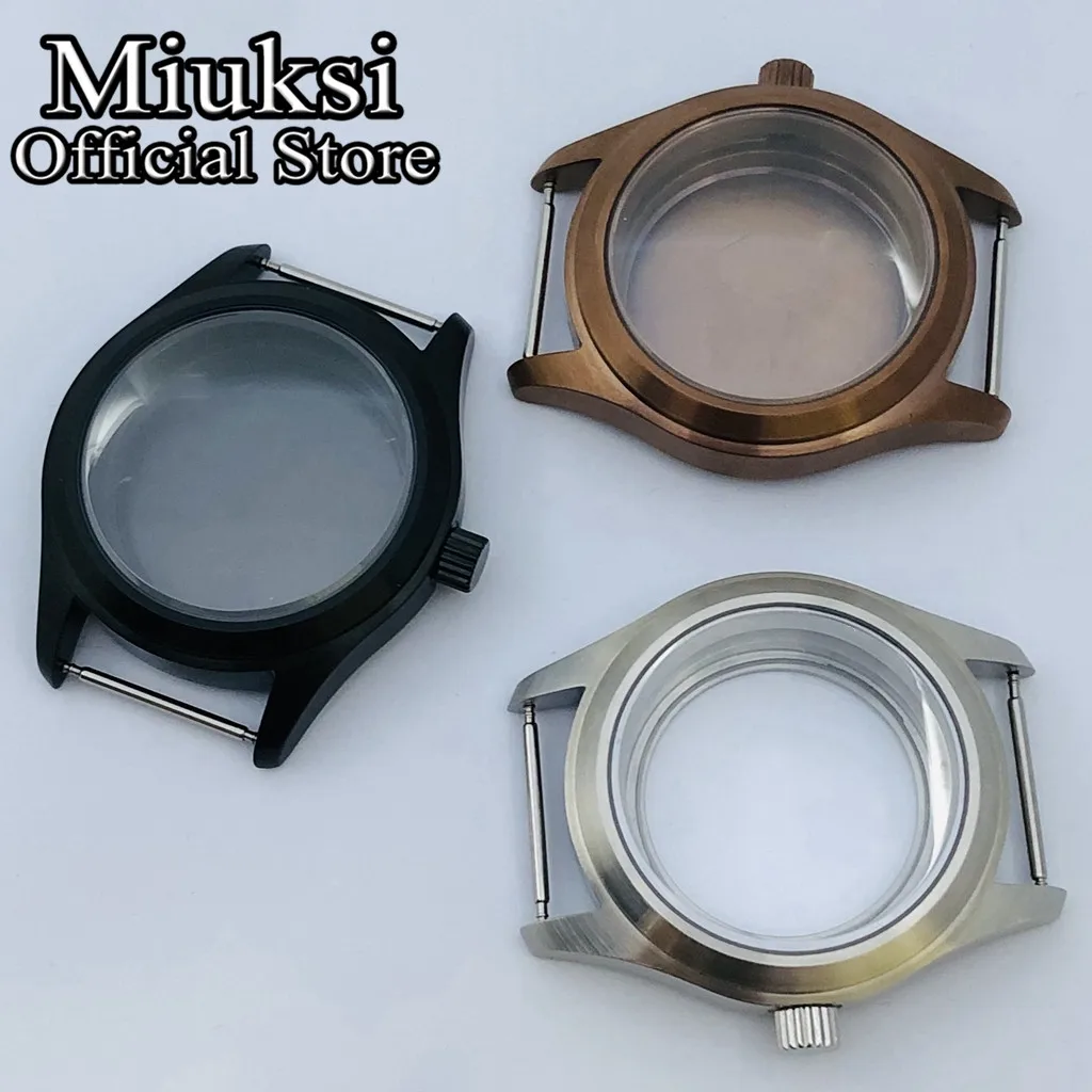 Miuksi 36mm/39mm silver black copper sterile watch case sapphire glass fit NH35 NH36 NH34 NH38 NH70 NH72 ETA2824 PT5000 movement