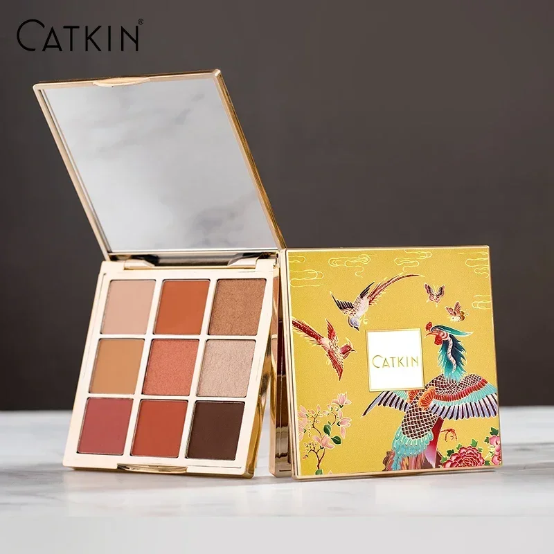 CATKIN Dreamworld Eyeshadow Palette Makeup, Matte Shimmer 9 สี, เม็ดสีสูง, เนื้อครีม Natural Bronze Neutral