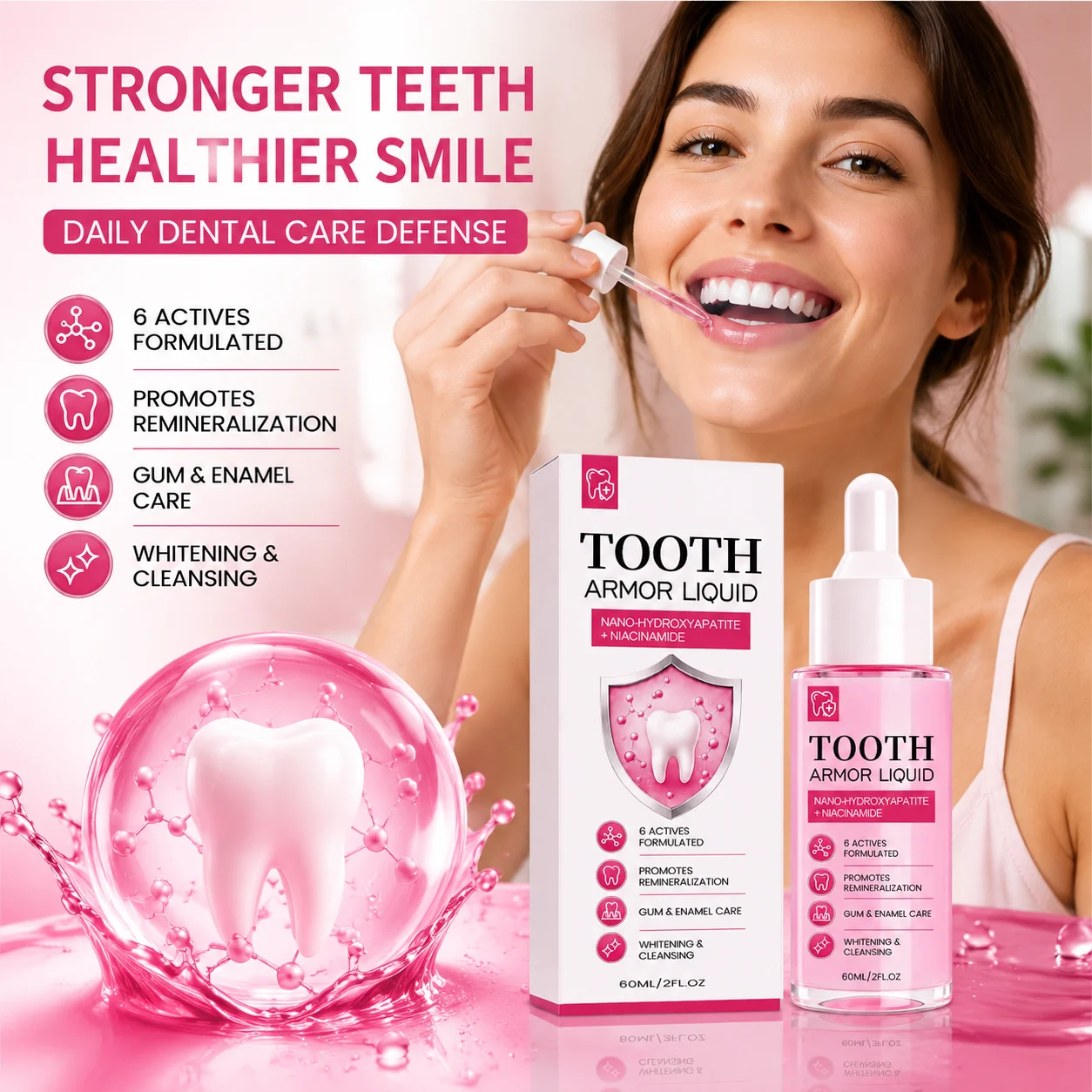 1/2/3/4/5 Pcs Oral Care Liquid Teeth Care With Hydroxyapatite Mild Formula Tooth Enamel Care Gum Care Daily Dental Care 60ml