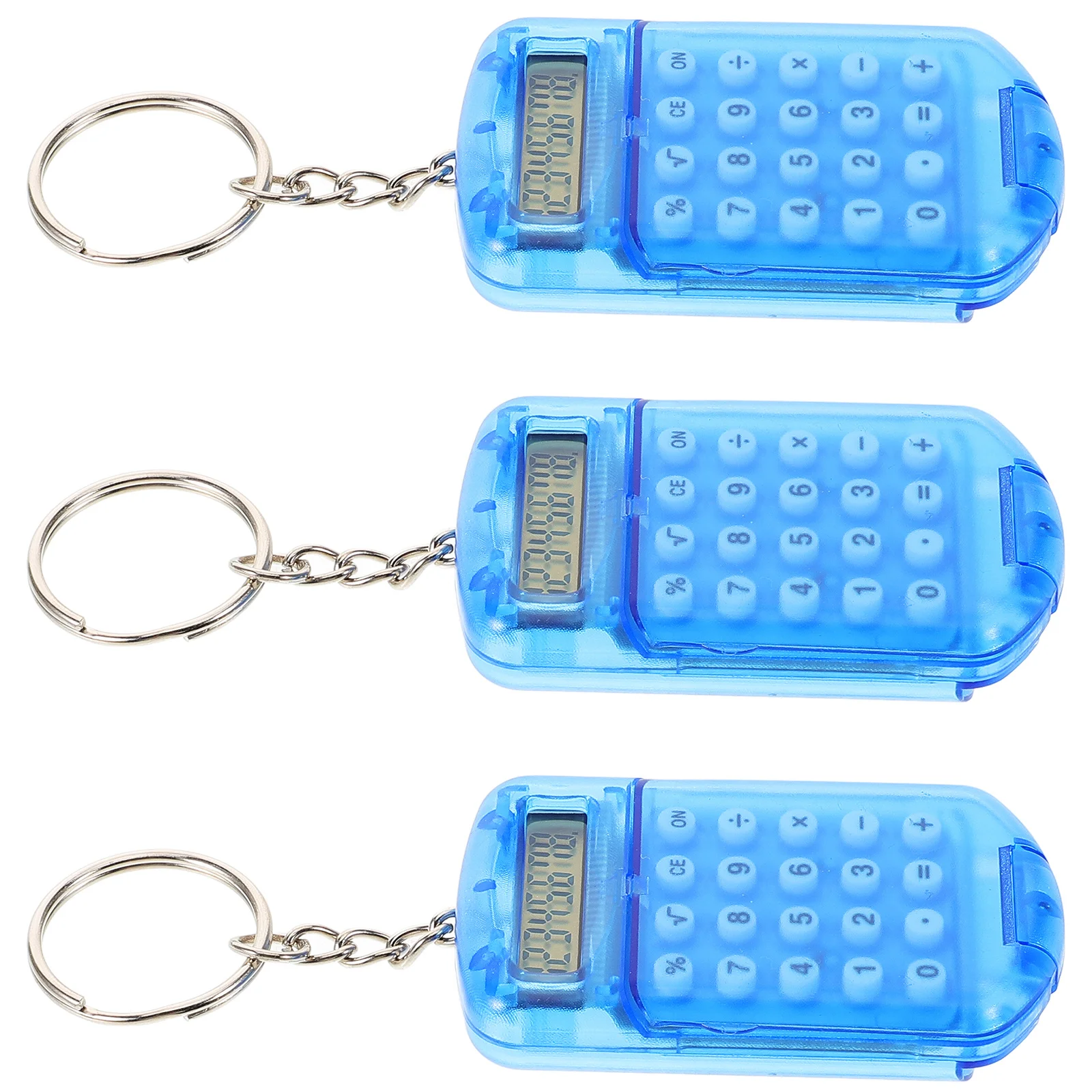 

3 pcs Mini Transparent Cartoon Calculator Keychain Cute School Supplies Portable Pocket Size Flip Design Efficient Calculation