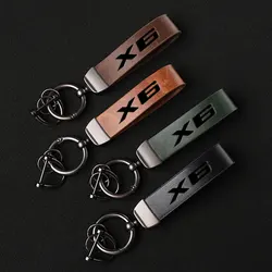 Luxury Genuine Leather Keychain Car Key Ring Holder Jewelry Custom Gift For BMW X6 car Accessories