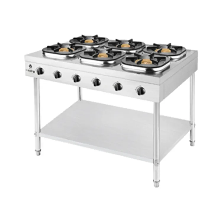 Kitchen Cooktops Restaurant Standing Gas Cooker 6 Burner Gas Stove For Commercial