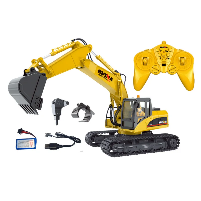 

Huina 1535-1 Remote Control Engineering Vehicle Semi Alloy Toy Remote Control Electric Excavator With Grip Drill Bit Children's