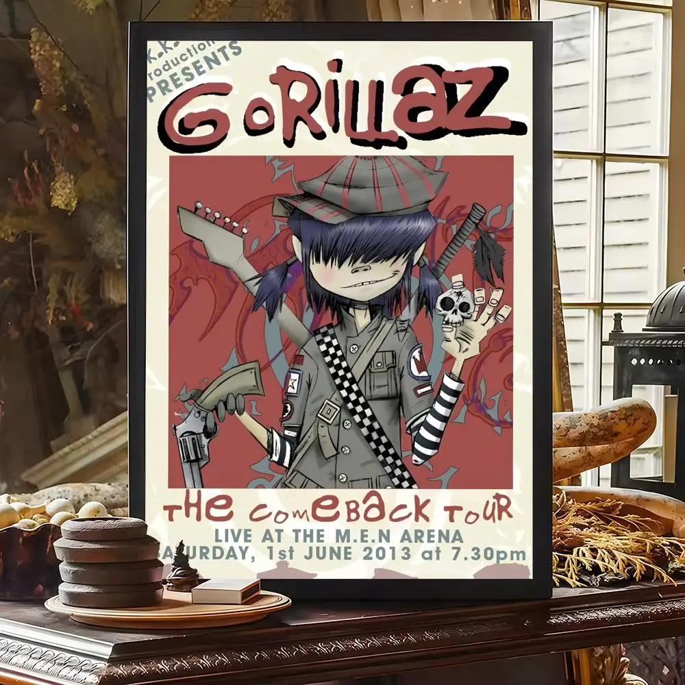 الرجعية الموسيقى G-Gorillaz اللوحة الخط جدار الفن HD قماش النفط اللوحة الملصقات يطبع غرفة نوم غرفة المعيشة ديكور هدية #3