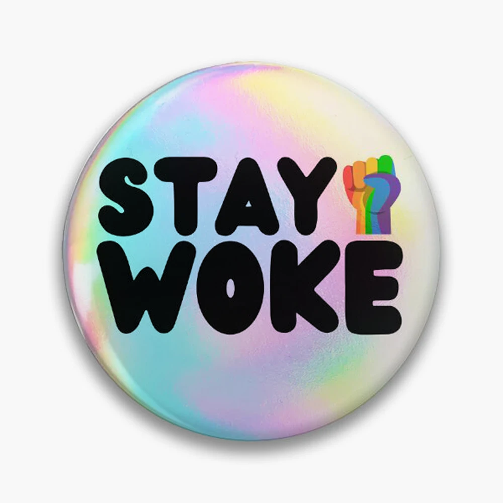 Stay Woke  Pin Holographic Star Heart Pin Brooches Laminated Button Fashion Accessory