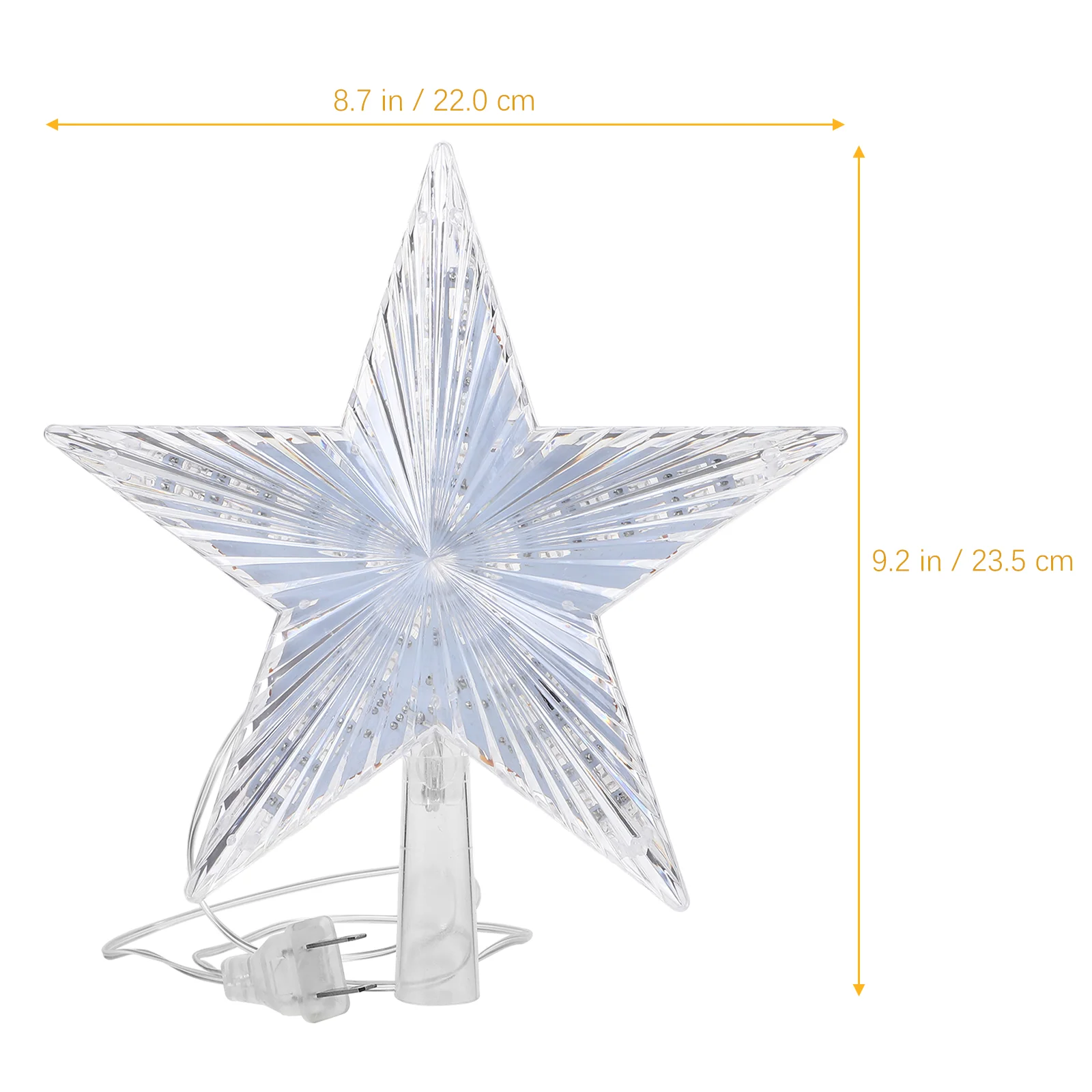 Adorno de estrella para árbol de Navidad, adorno de estrella LED para copa de árbol, decoración del hogar con enchufe estadounidense (blanco cálido)