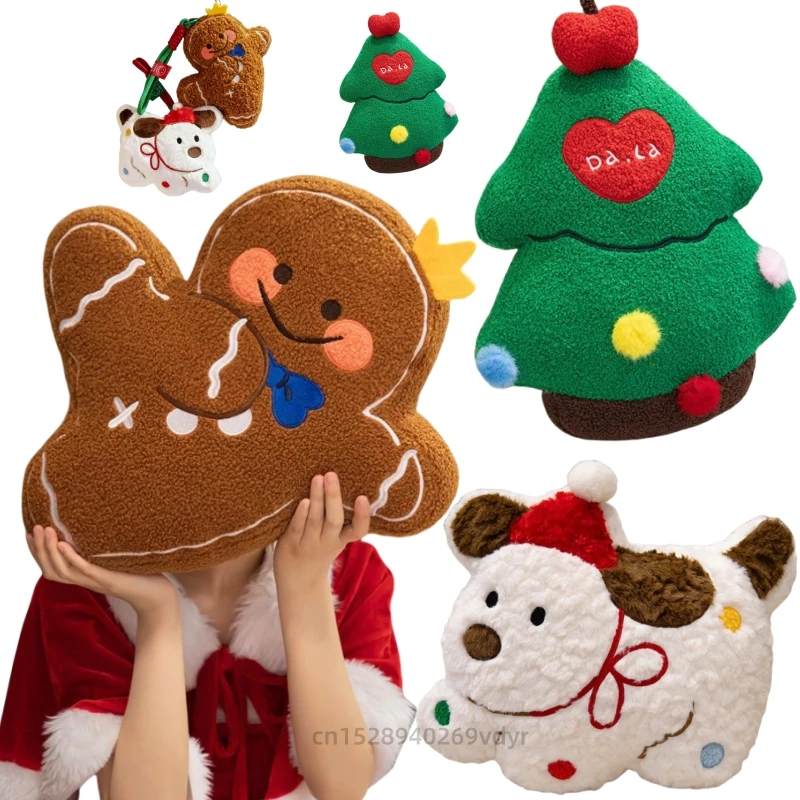 Kerst Kussens Kerstboom Gingerbread Man Pluche Sleutel Tas Hanger Sleutelhanger Decor Sofa Kussen Kerstfeest Decor Geschenken
