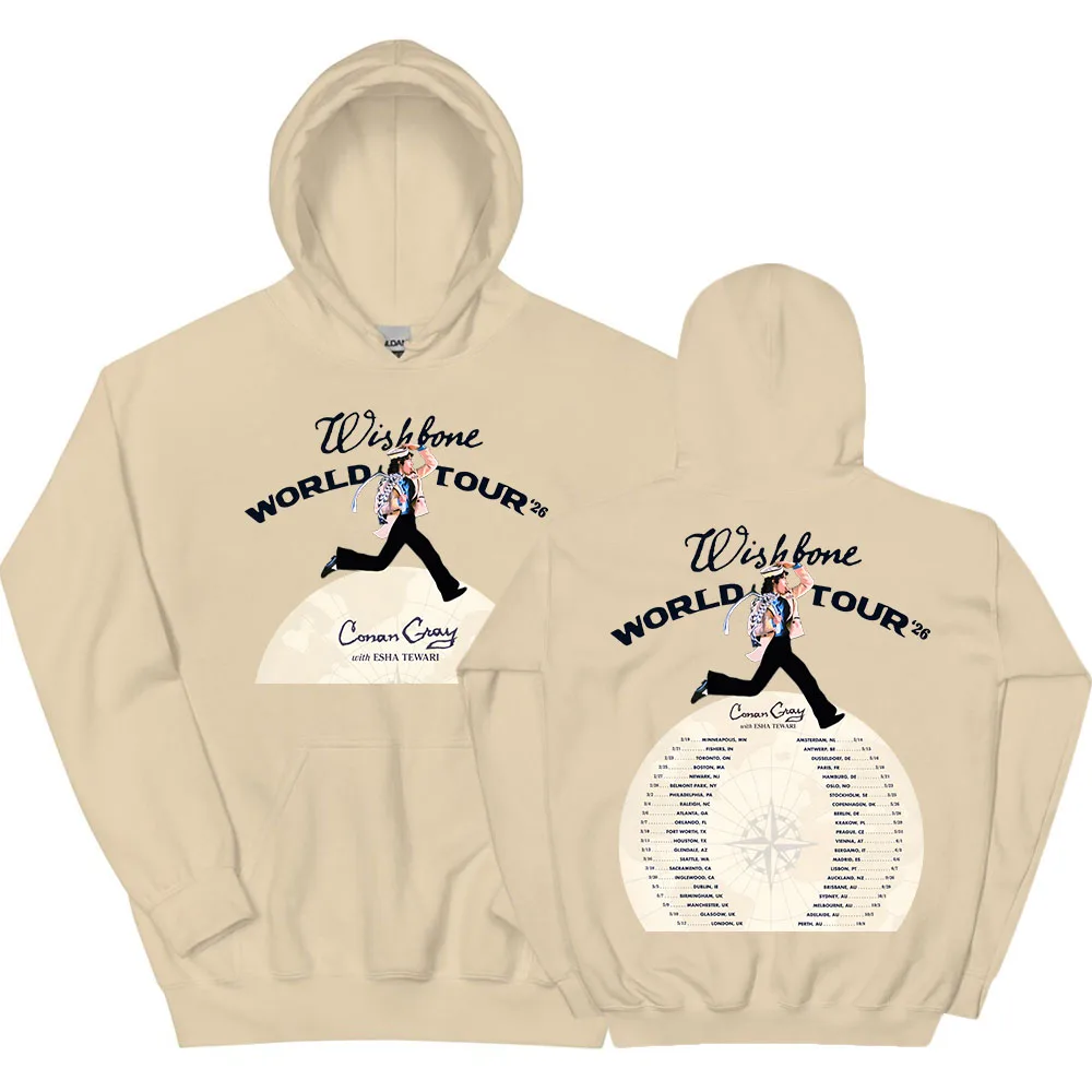 

CONAN GREY Wishbone World Tour 2026, толстовки, флисовые зимние свободные толстовки с капюшоном, мужская и женская одежда, графический Sudaderas, мужской топ