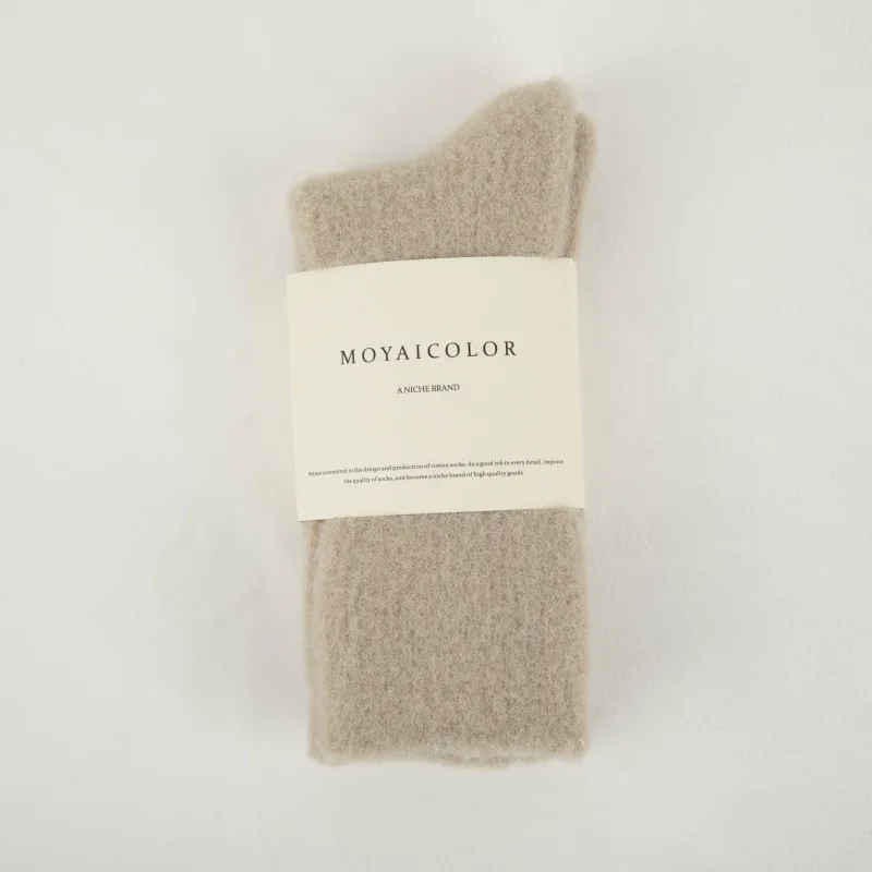 1 Pasang Kaos Kaki Panjang Wanita Warna Solid dengan Bulu Tebal Kaos Kaki Hangat untuk Musim Dingin Set Kaos Kaki Tidur Termal Berkualitas Tinggi