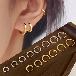 1 Pair 8/10/12/14/16/18/20MM Stainless Steel Small Hoop Earrings for Women Men Cartilage Gold Color Ear Piercing Jewelry