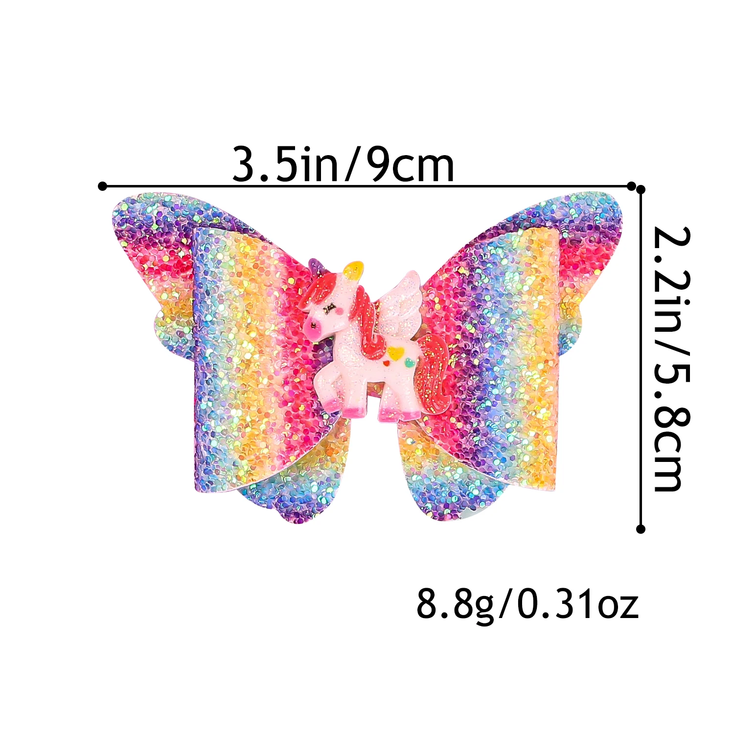 4PCS Cute Unicorn Hair Bows with Clip Girls 3inch Glitter Butterfly Hair Bows Hairpins Barrettes Kids Children Hair Acesssories