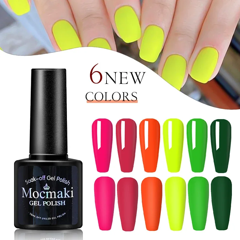 Mocmaki-esmalte en Gel semipermanente para uñas, barniz para uñas semipermanente Gellack Nail Art Salon, 60 colores de purpurina, Soak off, UV LED, 8mL