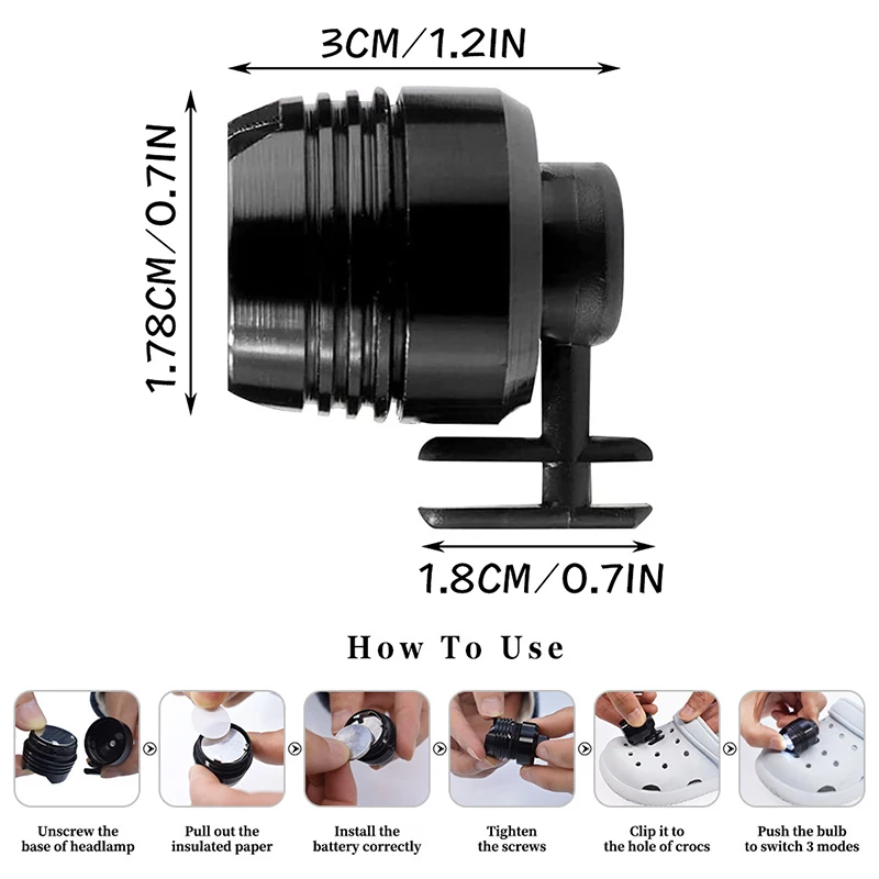 야외 방수 휴대용 LED 헤드라이트, 캠핑 조명, 크록스 신발 랜턴 조명, 캠핑 액세서리 장식, 1PC