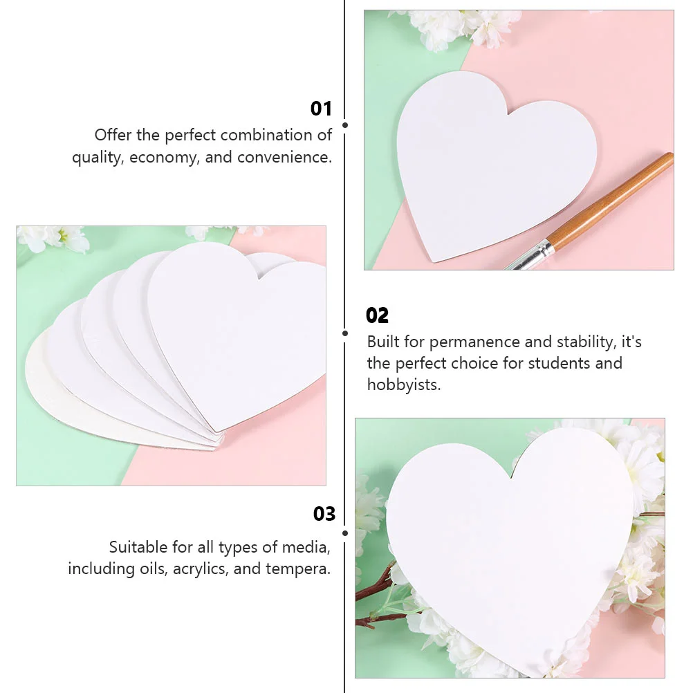 10 Pcs Heart Canvases for Painting Oil Board Sketchpad Tools Stretch Stretched Artist Drawing Boards