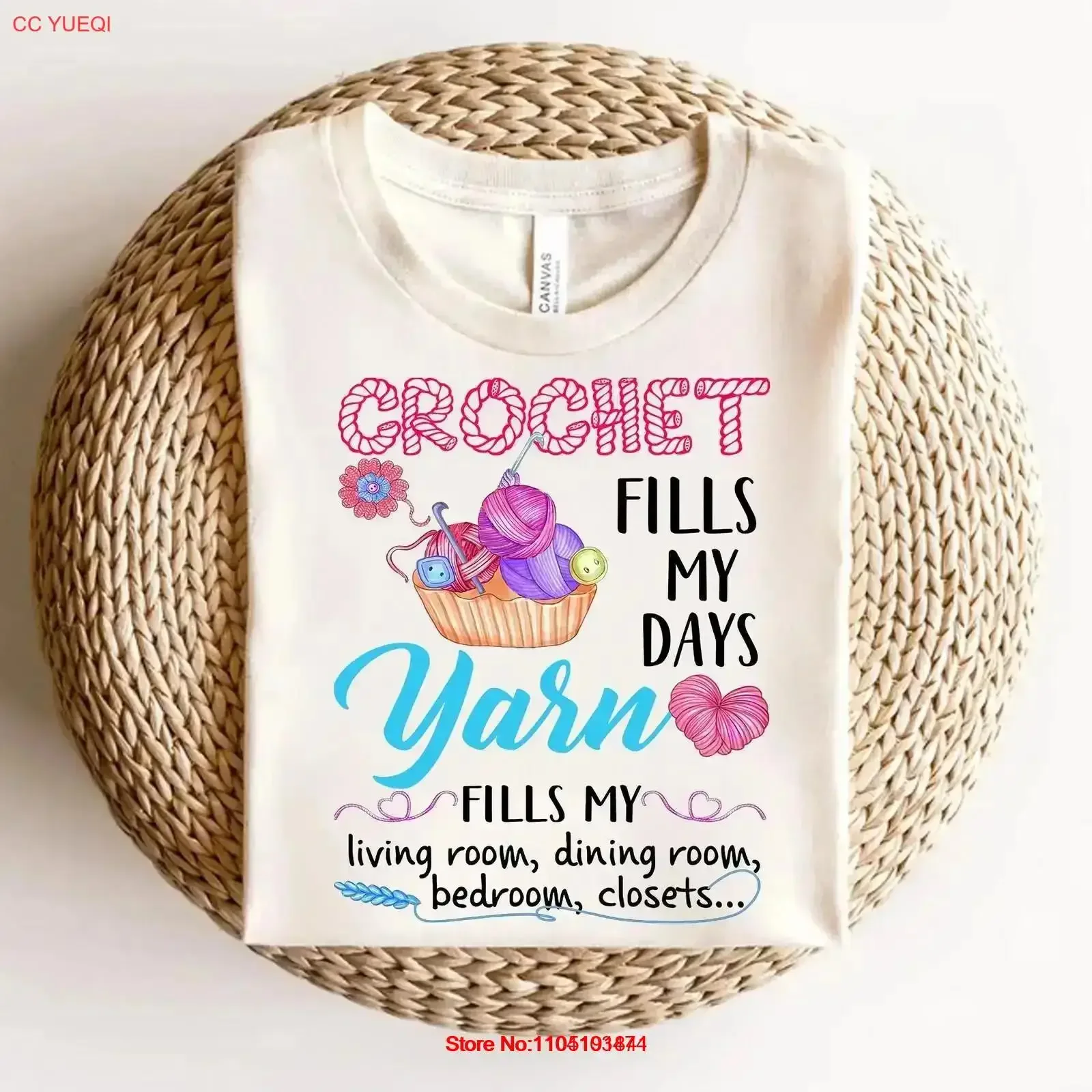 Crochet Fills My Days Yarn House T Shirt Funny Lover Hoarder Humor Life vintage Washed homme Slightly graphic fashion Casual