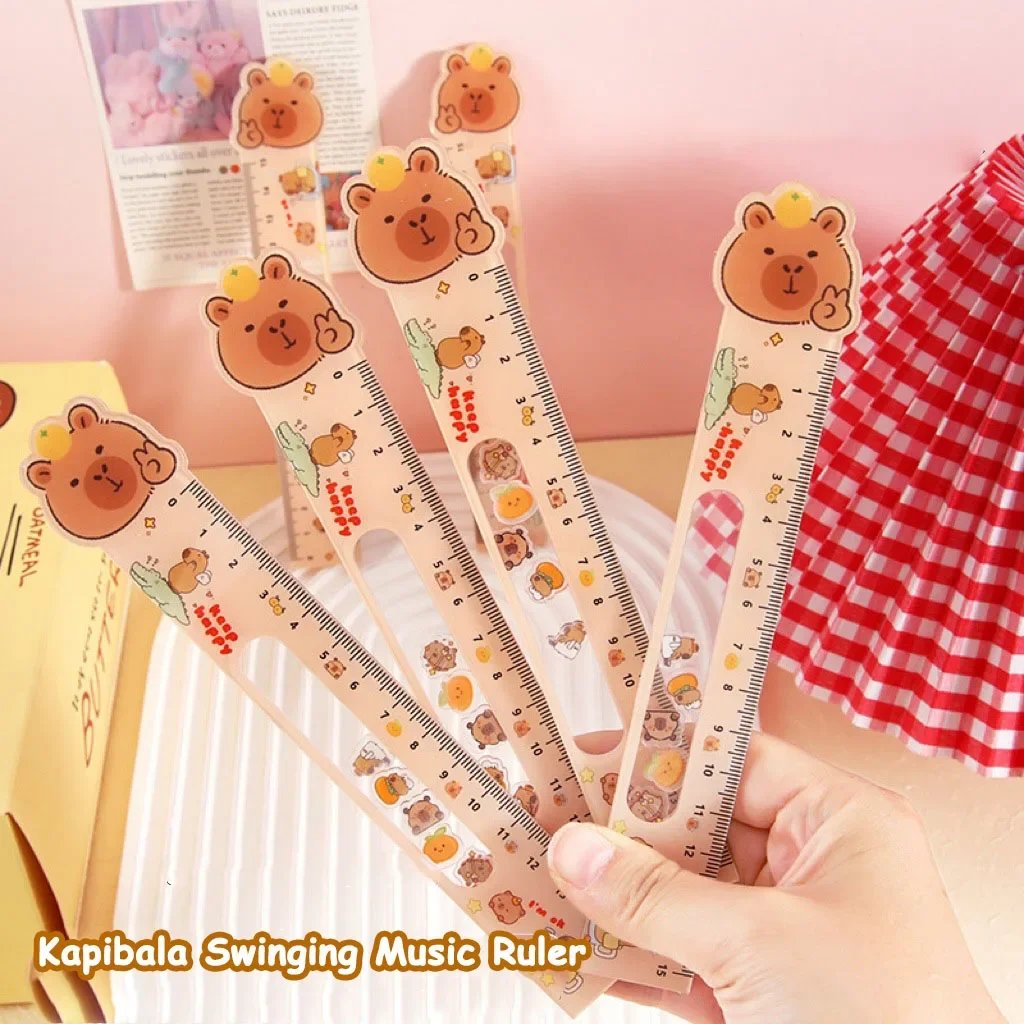 1pcs Kapibala Swinging Music Ruler 15cm Acrylic Straight Ruler Cute Stress Relieving Student Learning Stationery