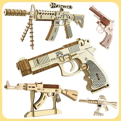 Drewniane do montażu pistolet Puzzle Model karabin pistoletowy AK47 3D zabawka pistolet nie może strzelać zabawkami edukacyjnymi dla dzieci dorosłych chłopców prezenty