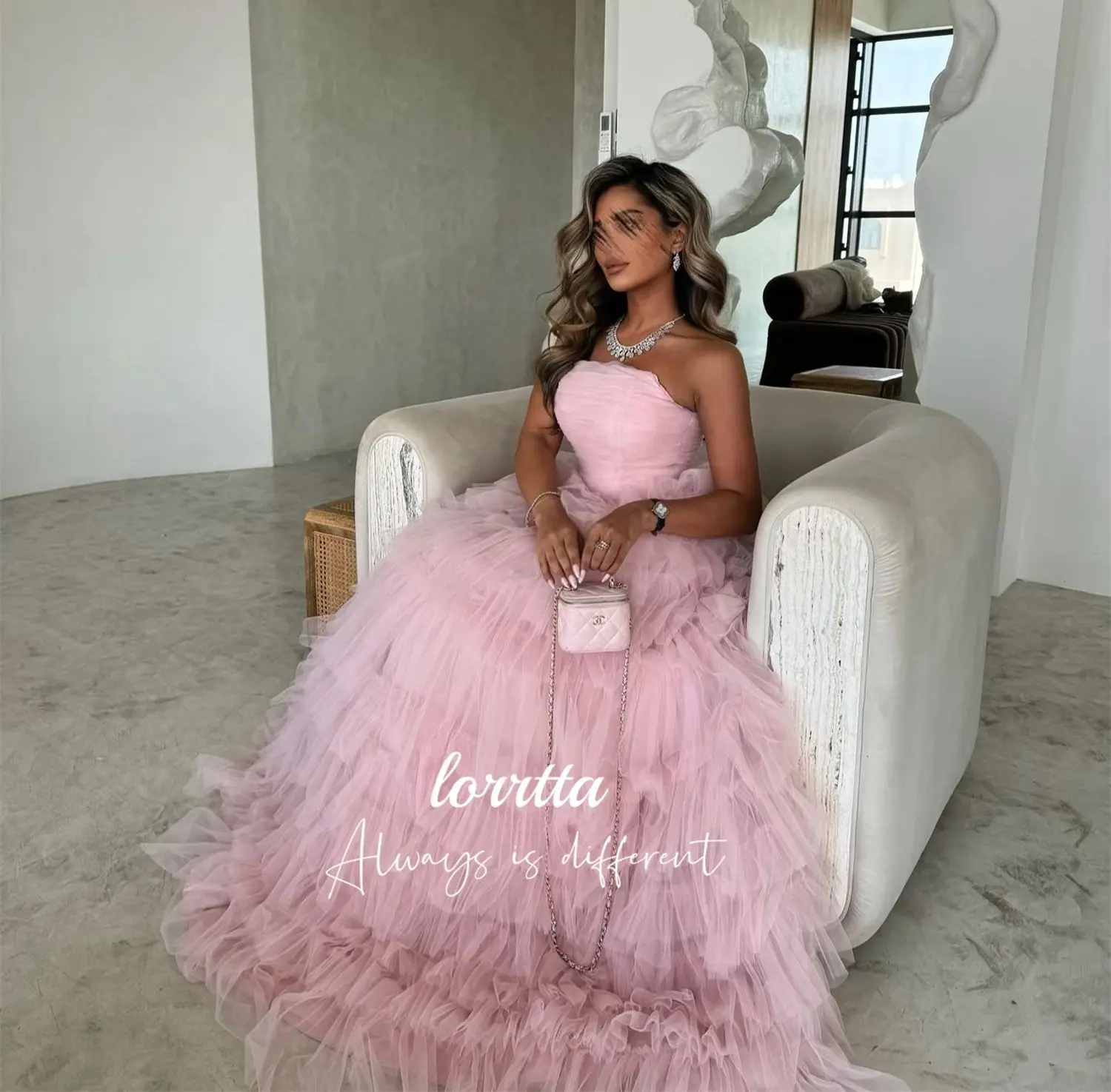 Lorrtta Line A Evening Dress Party Pink Mesh Formal Occasion Dresses for Special Occasions Robes De Cocktail Customized