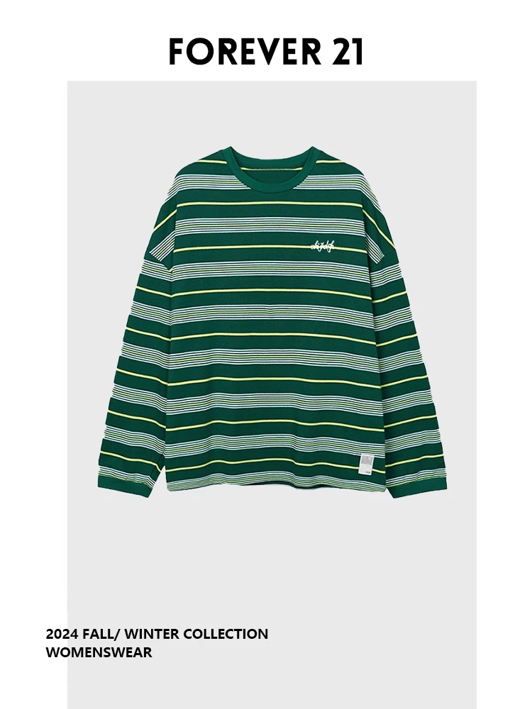 

Женская свободная футболка в американском ретро-стиле с вышивкой, в полоску, для повседневной носки, осенний сезон, для фигуры типа «груша»