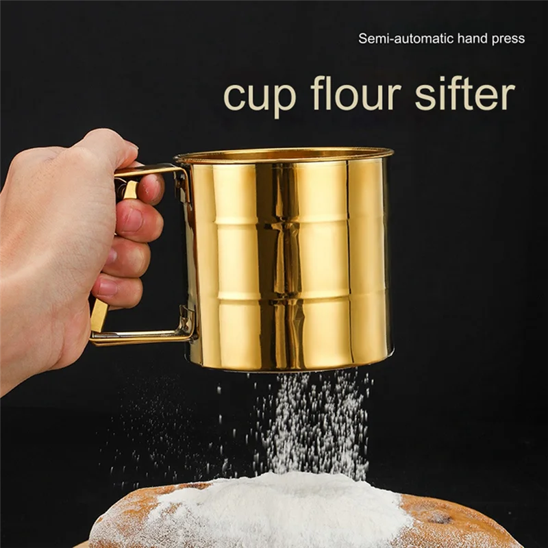 

Kitchen Bake Tool Supply Handheld Flour Sifter Baking Coffee Filter Hand Press Flour Sifter Coffee Mesh Shaker-AT36
