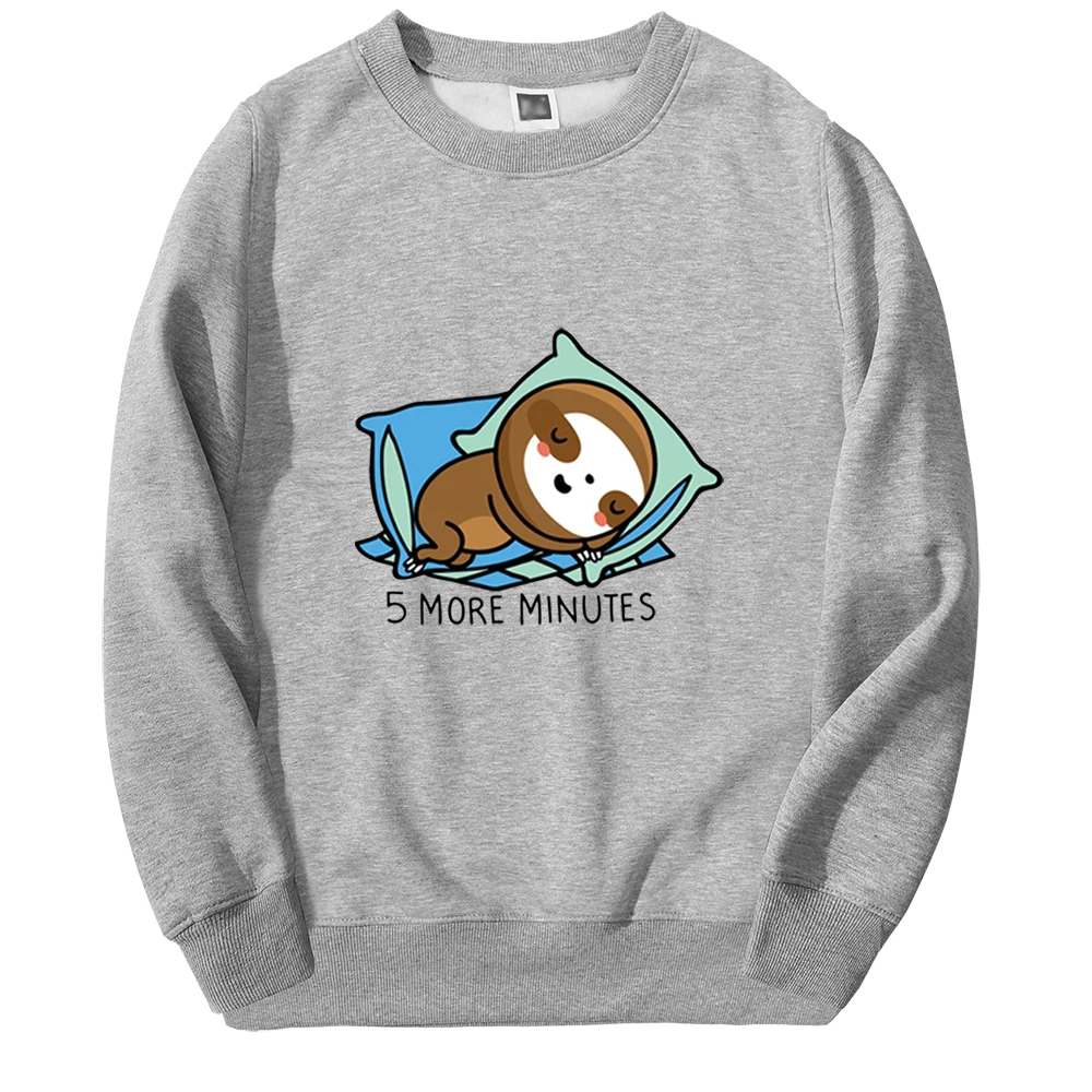 5 More Minutes Cute Kawaii Sloth Sweatshirts Hoodie Men Print Mens 2022 Winter Sportswear Hip Hop Fashion Warm Streetwear