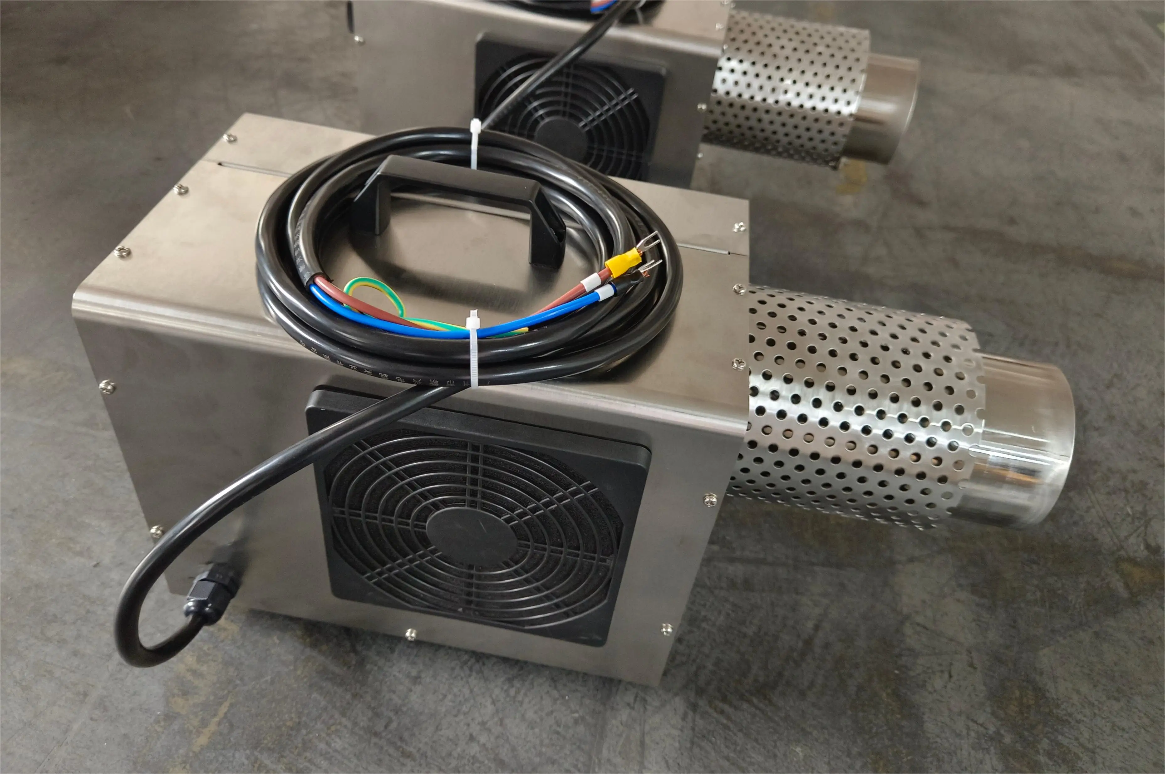 7.5KW Adjustable Temperature Stainless Steel Industrial Electric Air Heater PLC Motor Portable High Airflow Blower Eco-Friendly