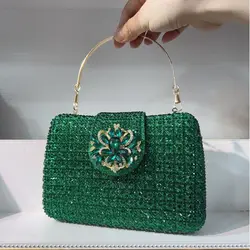 Sac de luxe femme borsa in cristallo con cinturino Boutique borse e borsette con strass metallici borsa da sposa con grandi gemme