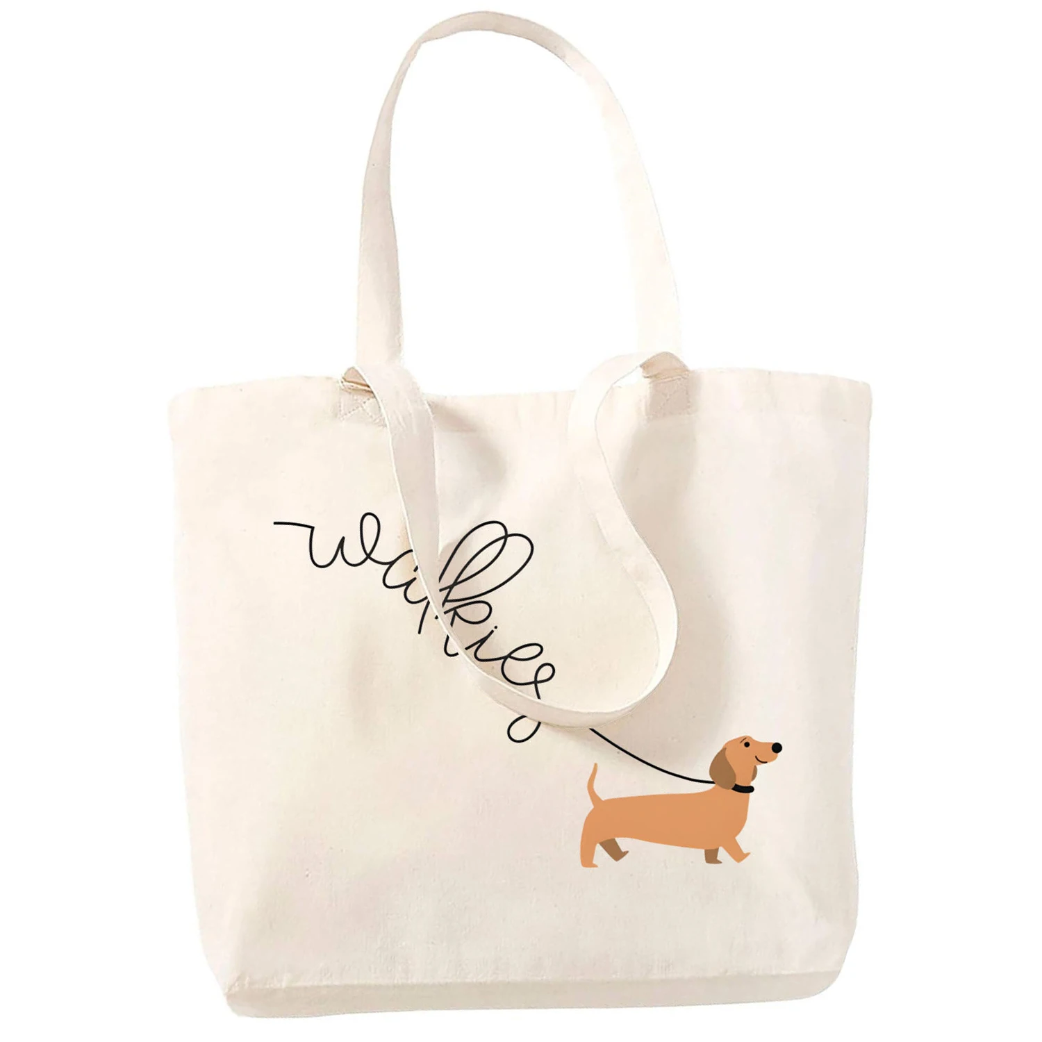 Dachshund Teckel Funny Cute Dog Animal Handbags Custom Canvas Tote Bag Print Daily Use Reusable Travel Casual Shopping Bag