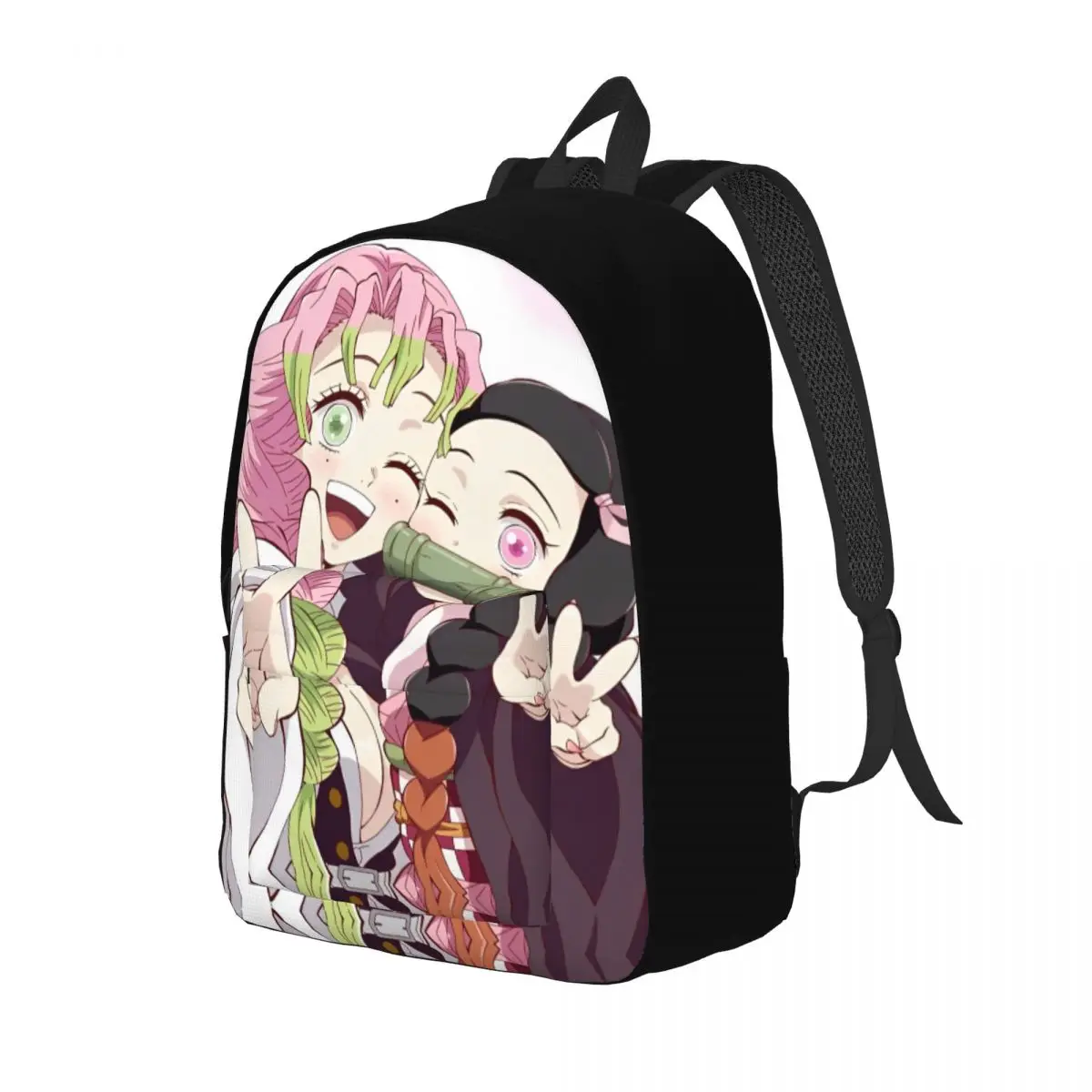 Mochila Kawaii Nezuko con Kanroji Mitsuri para hombre y mujer, morral escolar para estudiantes de secundaria, Demon Slayer, mochila de día para senderismo