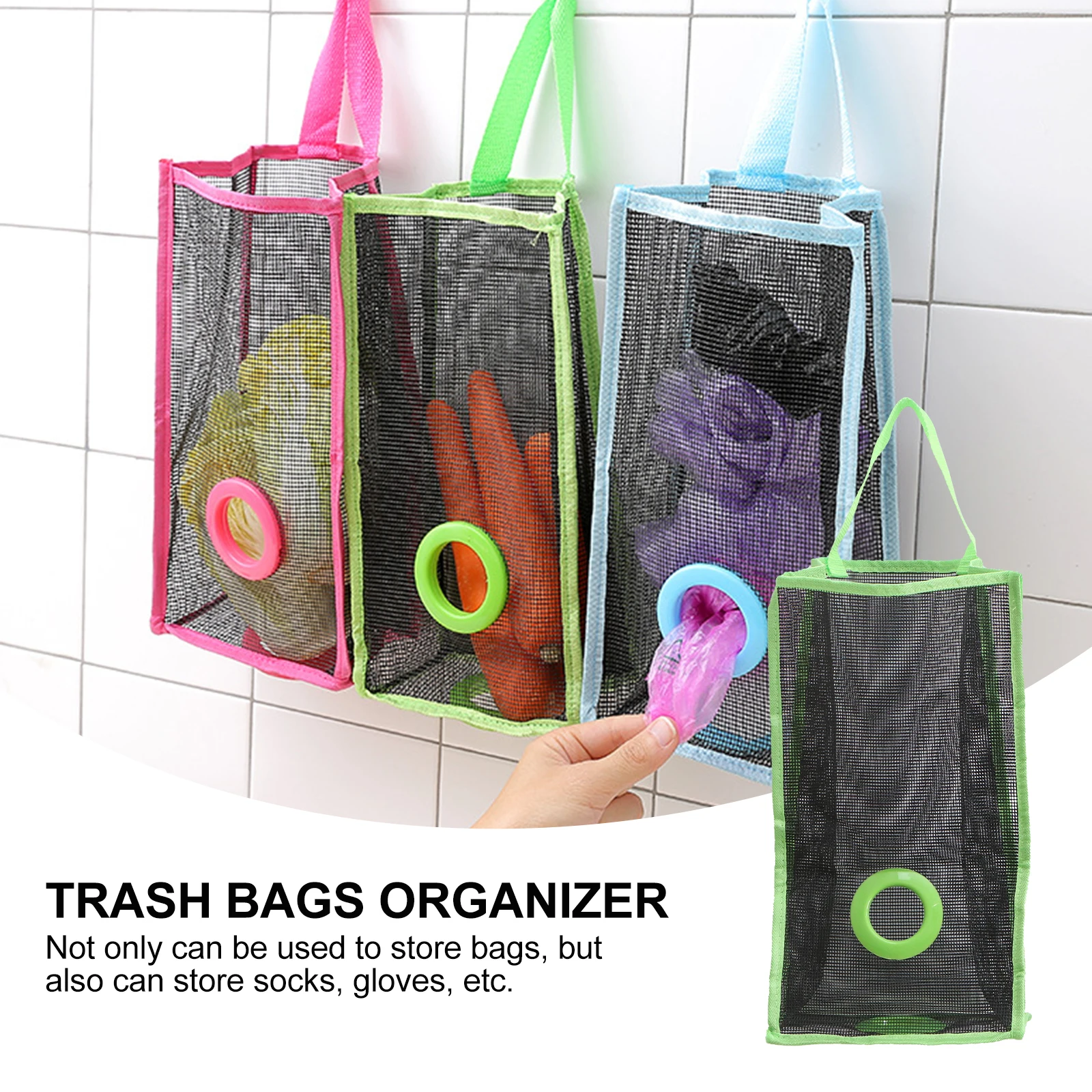 

Mesh Kitchen Storage Bag Hanging Wall Trash Organizer Recyclable Long Term Socks Gloves Storage Solution Ventilated Practical