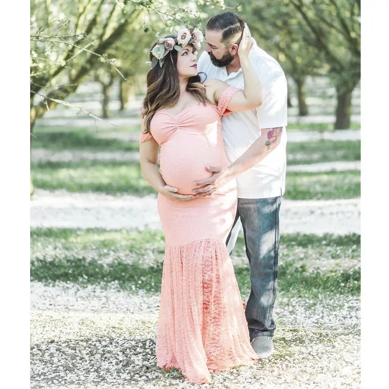 Vestido de maternidade fotografia adereços sexy fishtail maxi gravidez vestido de renda fotografia roupas para grávidas sessão de fotos